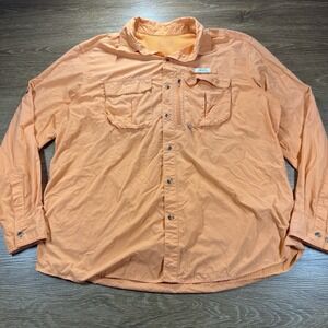 Guide Series Fishing Shirt Men's XL Orange Long Sleeve Vented Nylon Button Up
